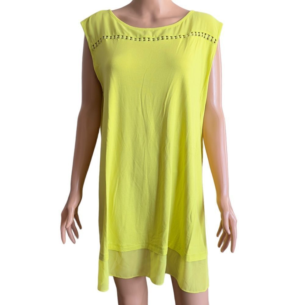 Catherines Bright Yellow Green Tunic Top Size 1X